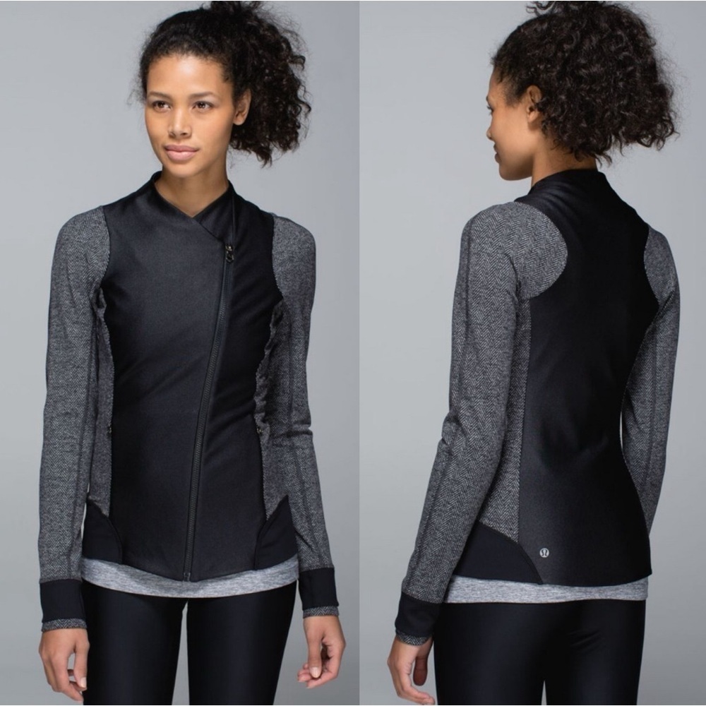 LULULEMON Black/Giant Herringbone Emerge Renewed Jacket Size 10